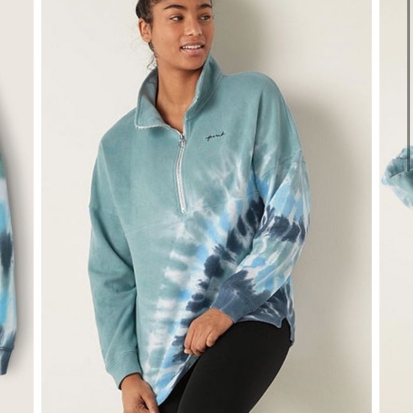 NWT Victoria's Secret PINK Varsity Oversized Half Zip Sweatshirt - Picture 14 of 14